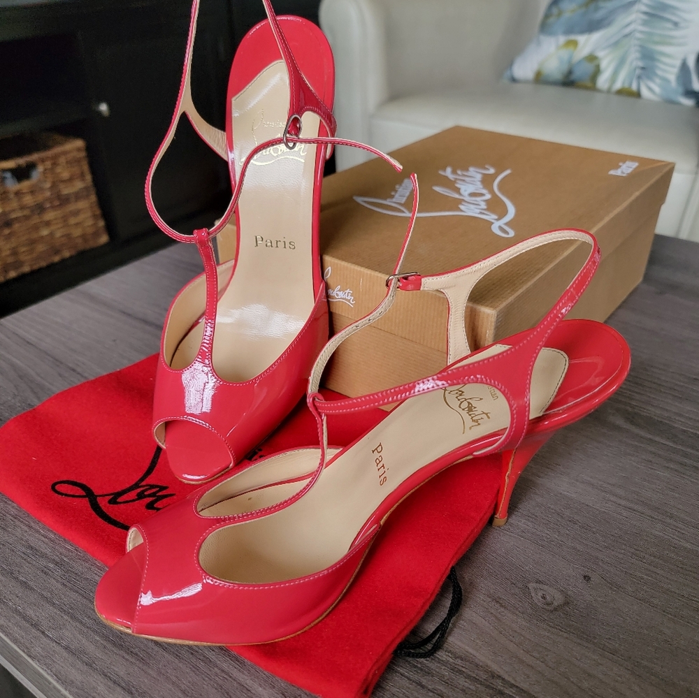 Christian Louboutin Ernesta T-Straps in Raspberry